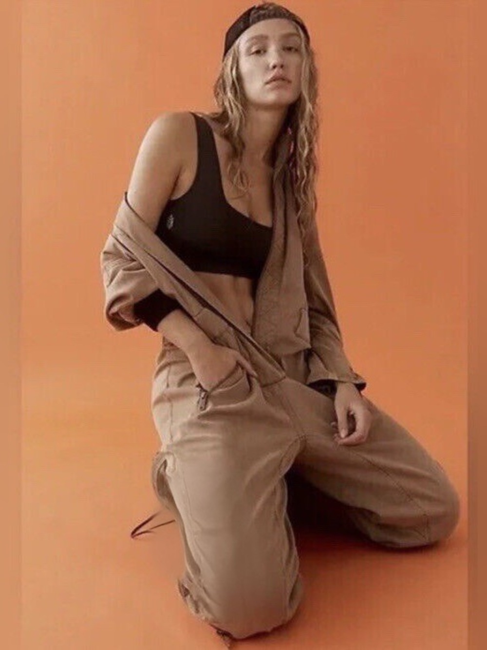 Free People Fly High Linen Jumpsuit in Coral Size S